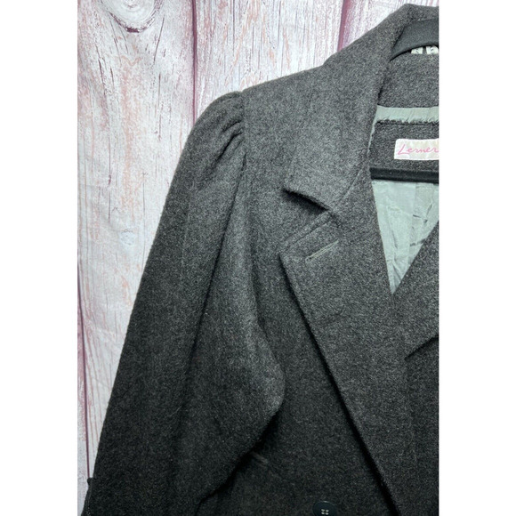 Lerner! Women’s Long Virgin Wool Trench Pea Coat Double Breasted Gray Size 5/6 - Picture 5 of 11
